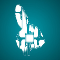 Wall Mural - Abstract rabbit. Rabbit in the form of an electronic circuit. Vector rabbit.