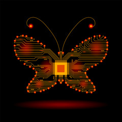Wall Mural - Abstract Butterfly. Electronic circuit butterfly. Vector illustration. Butterfly vector.