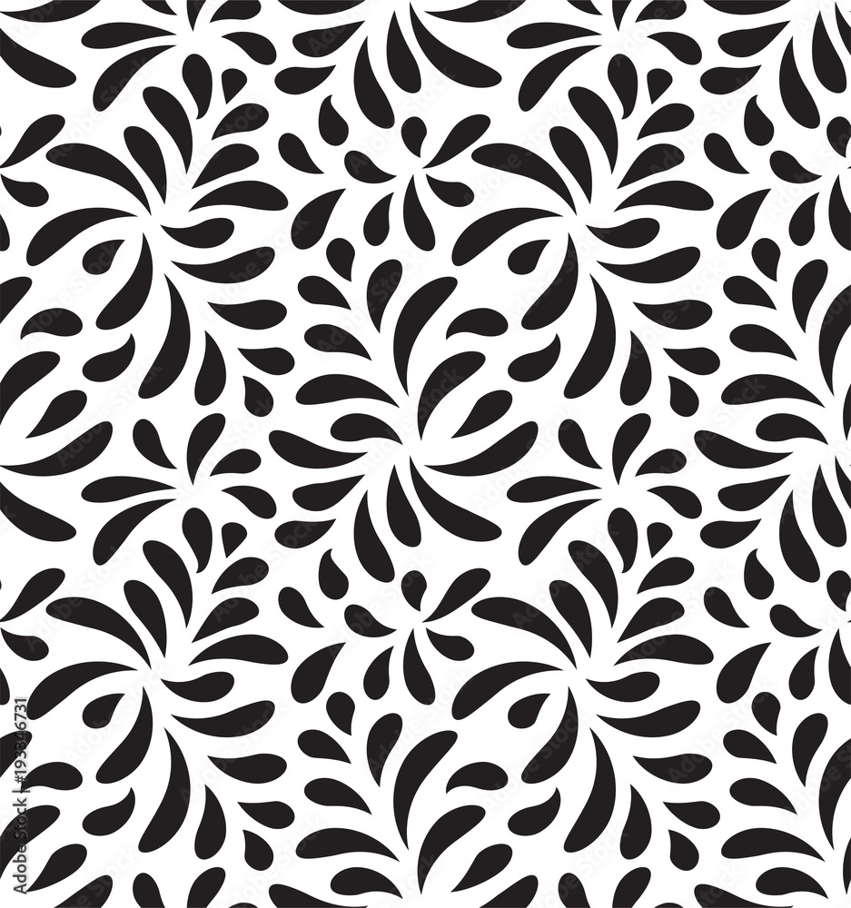 MODERN FLORAL SEAMLESS VECTOR PATTERN. DROP SHAPE NATURE BACKGROUND. LEAVES DECORATIVE TEXTURE. - obrazy, fototapety, plakaty 