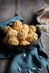 Wall Mural - Puffed rice balls with caramel