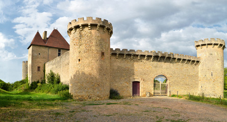 A beautiful medieval castle in the Auvergne region, in France.