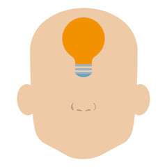 Sticker - head profile human with bulb vector illustration design