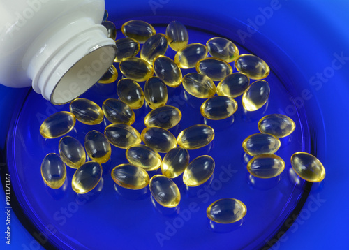 Fotografie, Obraz Fish oil food joint and heart canine supplements for older dogs and for dog athl