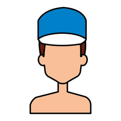 Canvas Print - delivery worker shirtless avatar character vector illustration design