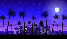 City Skyline Silhouette At Night