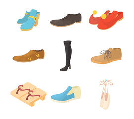Wall Mural - Shoes icon set, cartoon style