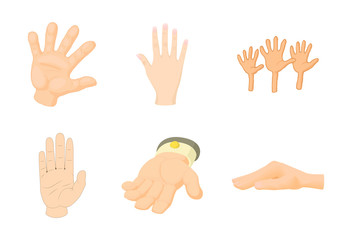 Poster - Hand icon set, cartoon style