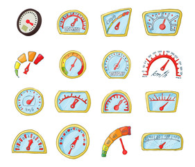 Fototapete - Dash board icon set, cartoon style