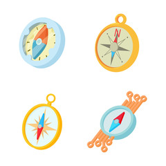 Poster - Compass icon set, cartoon style