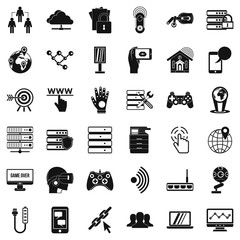 Poster - Broadcasting company icons set, simple style