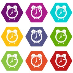 Poster - Alarm clock retro classic design icon set color hexahedron
