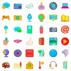 Poster - Information message icons set, cartoon style