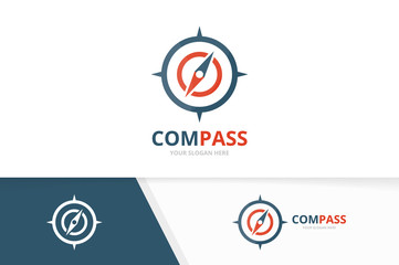 Vector compass logo combination. Navigation symbol or icon. Unique travel logotype design template.