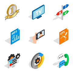 Poster - Social media field icons set, isometric style