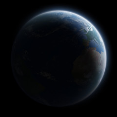 Leinwandbilder - View of blue planet Earth in space 3D rendering elements of this image furnished by NASA