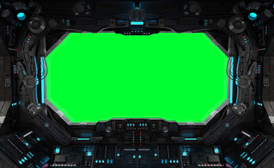 Leinwandbilder - Spaceship grunge interior window isolated