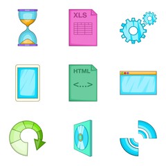 Poster - Interaction program icons set, cartoon style