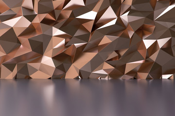 Wall Mural - abstract illuminated empty golden corridor interior.