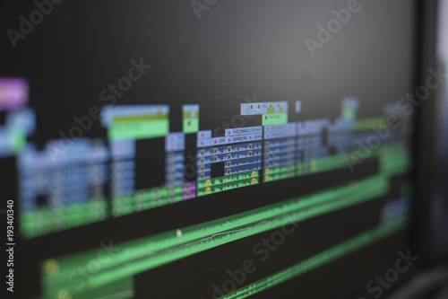 Cuadros en Lienzo Close up view of a screen while video editing