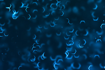 Wall Mural - abstract 3D rendering frame digital glitter sparks blue particles shape flowing on blue background, new technology concept