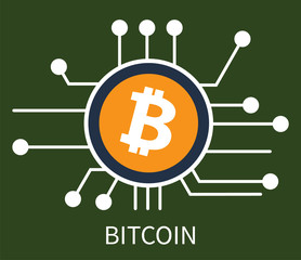 Aufkleber - bitcoin cryptocurrency poster vector illustration