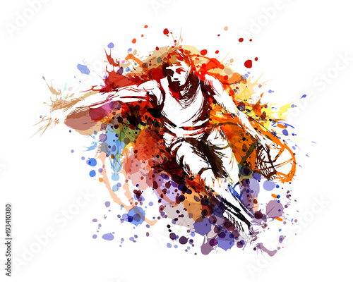 Dekoracja na wymiar  kolorowa-ilustracja-wektorowa-koszykarza
