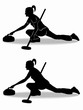 silhouette of figure curling player , vector draw