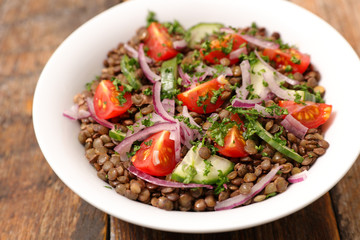 bowl of lentils salad