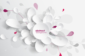 Wall Mural - abstract white and gray flower background with circles.