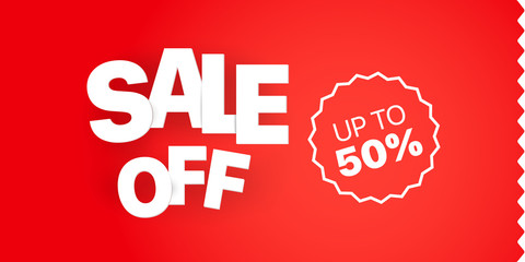 Aufkleber - Sale banner vector template. Sale off up to 50 percent