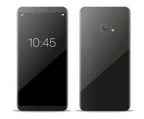 Aufkleber - Modern frameless smartphone isolated on white background. Vector flat design elements