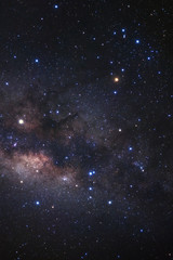 Scorpio constellation and the center of the milky way with stars and space dust in the universe, Long exposure photograph, with grain.