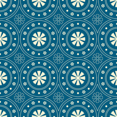 Wall Mural - Seamless background southeast Asian retro aboriginal traditional art textile pattern round circle dot line flower cross