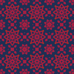 Wall Mural - Seamless background southeast Asian retro aboriginal traditional art textile patternstar round cross flower frame