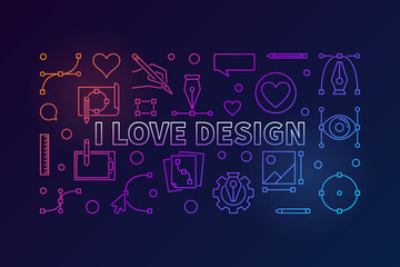 I love design vector colored horizontal line banner