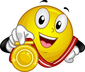 Wall Mural - Mascot Smiley Medal Gold Illustration