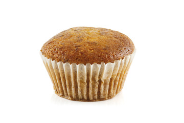 banana muffin cake isolated on white background with Clipping Path