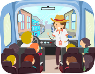 stickman kids old west tour illustration