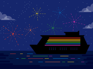 Wall Mural - Gay Cruise Fireworks Illustration