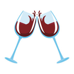 Poster - Wine cups toast icon vector illustration graphic design