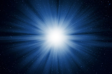 starry night sky full of stars with light burst explosion