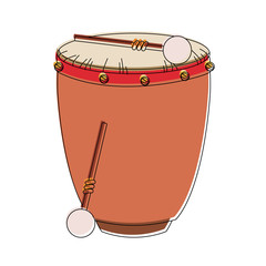 Sticker - Drum with sticks icon vector illustration graphic design