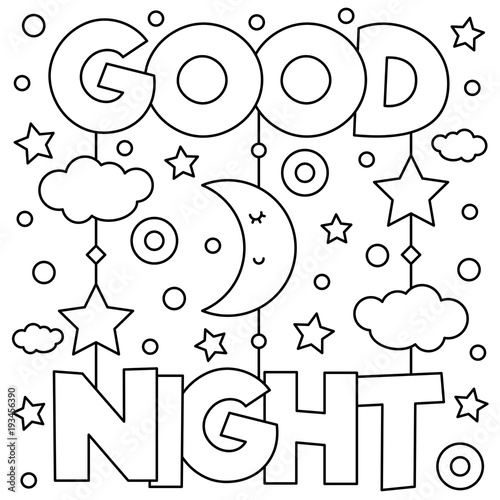 Good Night Coloring Page Vector Illustration Stock Vector Adobe Stock
