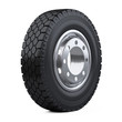 New vehicle truck tire. Big car wheel with disk.