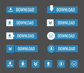 Poster - download buttons set in flat, vector illustration