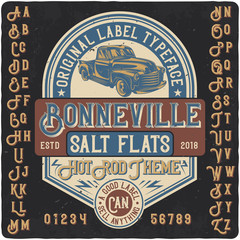 Original label typeface named 