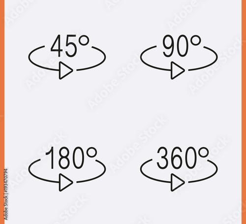 Angle 45 90 180 360 Degrees View Icons Rotation Arrow Rotate Icons Stock Vector Adobe Stock