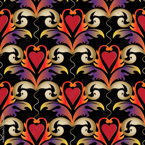 Download Baroque colorful floral seamless pattern. Vector love ...