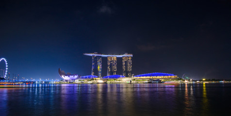 Singapore skyline with urban buildings over water