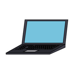 Sticker - laptop computer frontview with blank screen icon image vector illustration design 